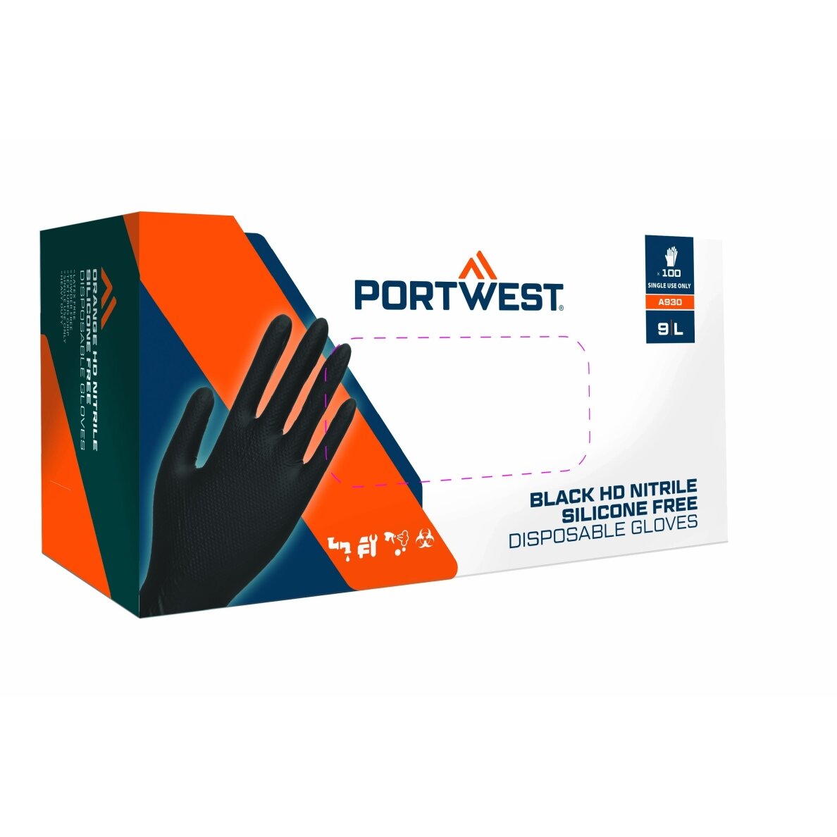 Vienkartinės nitrilinės PORTWEST A930 HD pirštinės (100 vnt.) 4