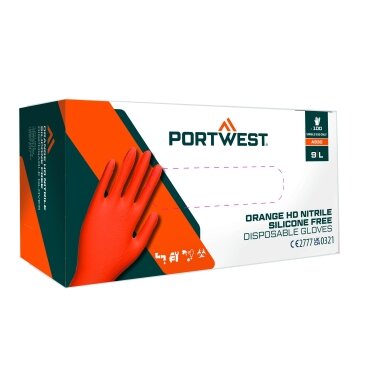 Vienkartinės nitrilinės PORTWEST A930 HD pirštinės (100 vnt.) 1