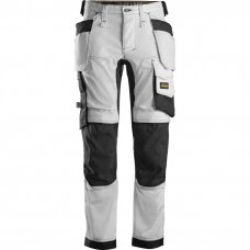 Darbinės kelnės iš tampraus audinio, su kabančiomis kišenėmis SNICKERS WORKWEAR AllroundWork Baltos