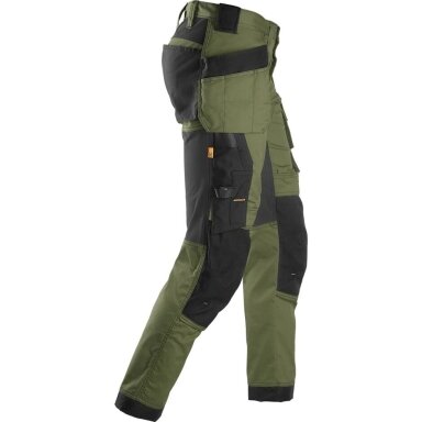 Darbinės kelnės iš tampraus audinio, su kabančiomis kišenėmis SNICKERS WORKWEAR 6241 AllroundWork, chaki Darbinės kelnės iš tampraus audinio, su kabančiomis kišenėmis SNICKERS WORKWEAR 6241 AllroundWork, chaki