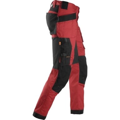 Darbinės kelnės iš tampraus audinio, su kabančiomis kišenėmis SNICKERS WORKWEAR 6241 AllroundWork, raudonos