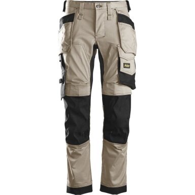 Darbinės kelnės iš tampraus audinio, su kabančiomis kišenėmis SNICKERS WORKWEAR 6241 AllroundWork, smėlinės
