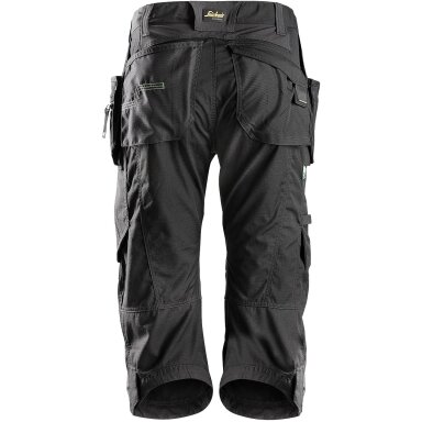 Darbinės pusilgės kelnės su kabančiomis kišenėmis FlexiWork SNICKERS WORKWEAR 6905, juodi
