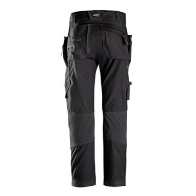 Darbinės SNICKERS WORKWEAR FlexiWork 6902 kelnės su kabančiomis kišenėmis, juodos