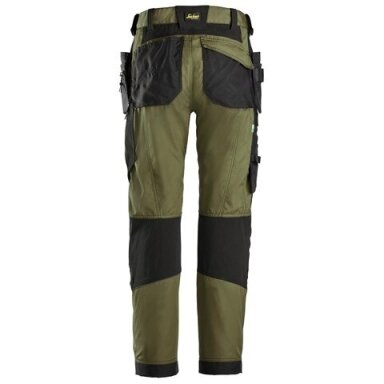 Darbinės SNICKERS WORKWEAR FlexiWork 6902 kelnės su kabančiomis kišenėmis, khaki