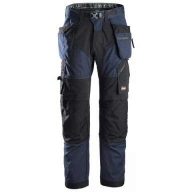 Darbinės SNICKERS WORKWEAR FlexiWork 6902 kelnės su kabančiomis kišenėmis, tamsiai mėlynos