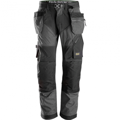 Darbinės SNICKERS WORKWEAR FlexiWork 6902 kelnės su kabančiomis kišenėmis, tamsiai pilkos