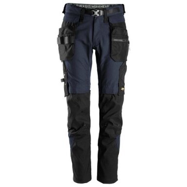 Darbo SNICKERS WORKWEAR FlexiWork 6972 kelnės 3.0, su nuimamomis kabančiomis kišenėmis, tamsiai mėlynos