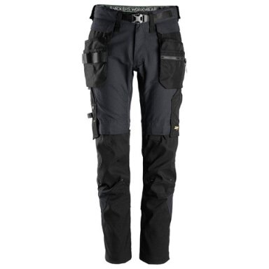 Darbo SNICKERS WORKWEAR FlexiWork 6972 kelnės 3.0, su nuimamomis kabančiomis kišenėmis, tamsiai pilkos
