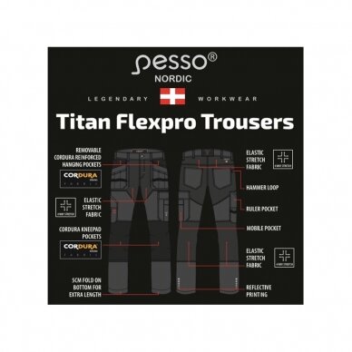 Darbo kelnės Pesso TITAN Flexpro KD125P, pilkos 15