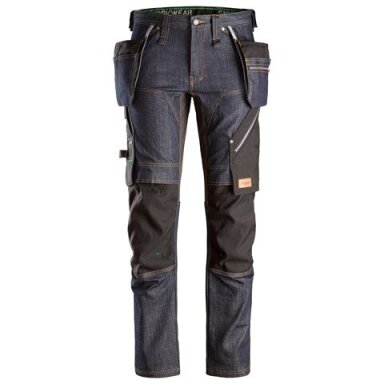 Džinsinės SNICKERS WORKWEAR FlexiWork 6955 darbo kelnės su kabančiomis kišenėmis