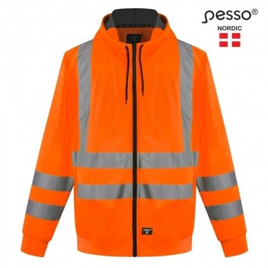 Darbo džemperis PESSO FL03 su kapišonu ir atšvaitinėmis juostomis, oranžinis 1