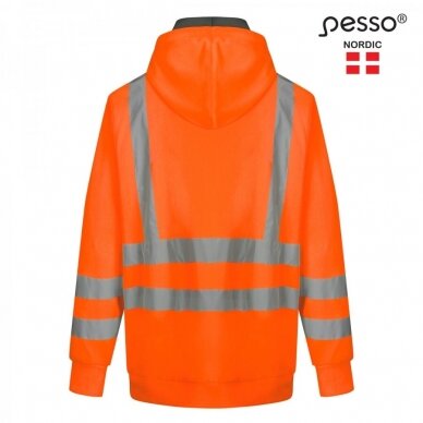 Darbo džemperis PESSO FL03 su kapišonu ir atšvaitinėmis juostomis, oranžinis 2