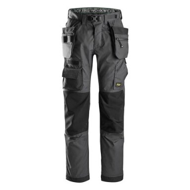 Grindų klojėjo SNICKERS WORKWEAR FlexiWork 6923 kelnės su kabančiomis kišenėmis, tamsiai pilkos