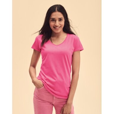 Moteriški medvilniniai Fruit of the Loom 61-444-0 marškinėliai su V formos iškirpte