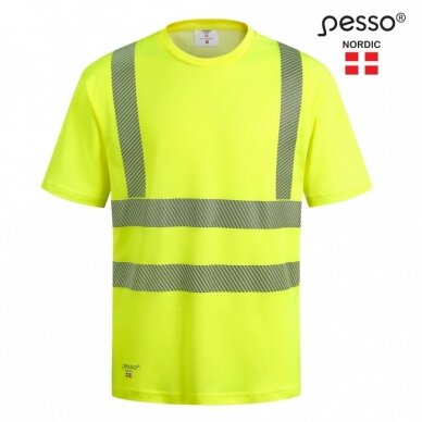 Marškinėliai nesiglamžantys PESSO HVMCOT Hi-vis, geltoni Marškinėliai nesiglamžantys PESSO HVMCOT Hi-vis, geltoni
