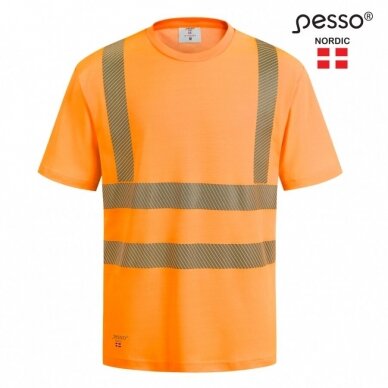 Marškinėliai nesiglamžantys PESSO HVMCOT Hi-vis, oranžiniai