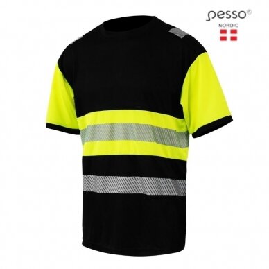 Marškinėliai PESSO HVM_Hi-vis,juoda - geltona 2