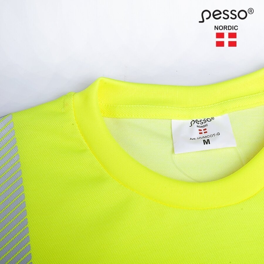 Marškinėliai nesiglamžantys PESSO HVMCOT Hi-vis, geltoni 2 Marškinėliai nesiglamžantys PESSO HVMCOT Hi-vis, geltoni 2
