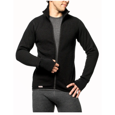 Merino vilnos megztinis su užtrauktuku WOOLPOWER 400, juodas