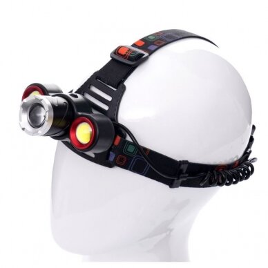 Prožektorius KD1245 T6LED ant galvos, įkraunamas Prožektorius KD1245 T6LED ant galvos, įkraunamas
