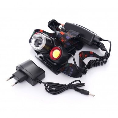 Prožektorius KD1245 T6LED ant galvos, įkraunamas 3 Prožektorius KD1245 T6LED ant galvos, įkraunamas 3
