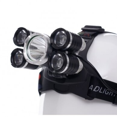 Prožektorius KD1247 T6LED+4xQ5LED ant galvos, įkraunamas 1 Prožektorius KD1247 T6LED+4xQ5LED ant galvos, įkraunamas 1