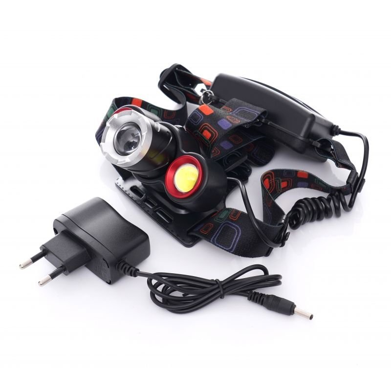 Prožektorius KD1245 T6LED ant galvos, įkraunamas 3 Prožektorius KD1245 T6LED ant galvos, įkraunamas 3