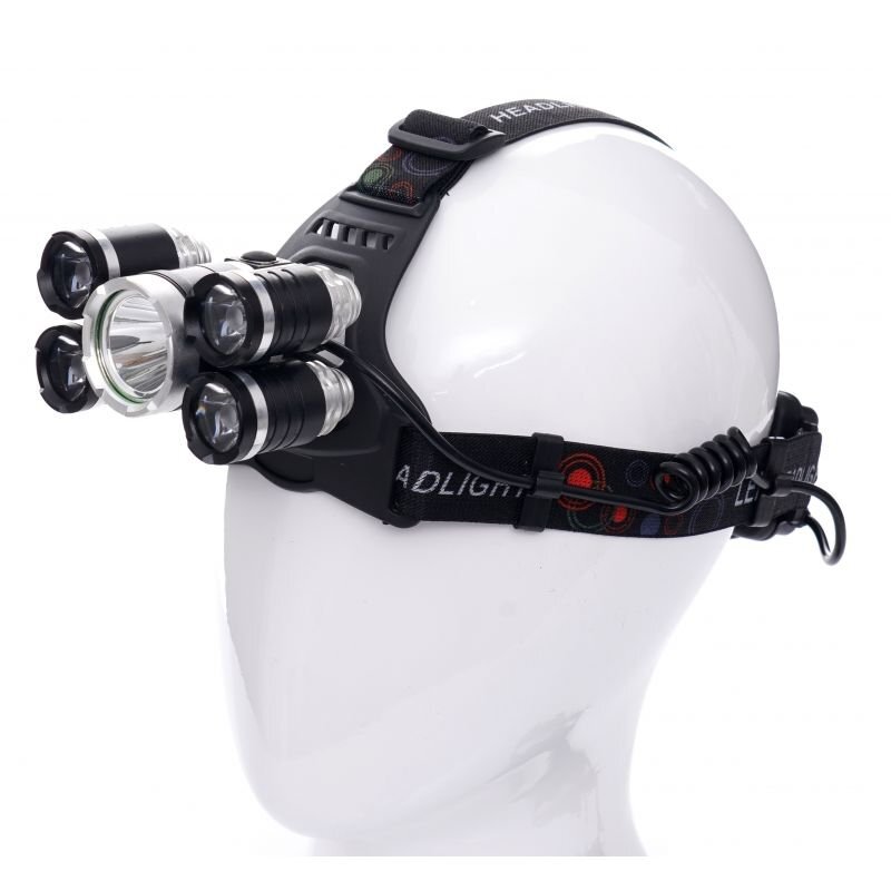 Prožektorius KD1247 T6LED+4xQ5LED ant galvos, įkraunamas Prožektorius KD1247 T6LED+4xQ5LED ant galvos, įkraunamas