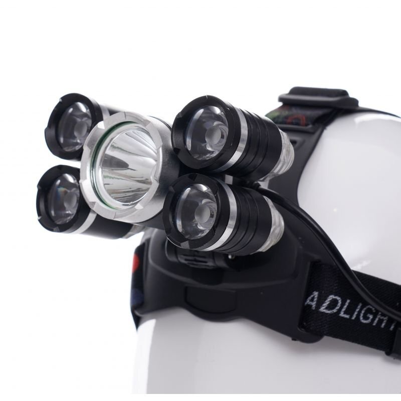 Prožektorius KD1247 T6LED+4xQ5LED ant galvos, įkraunamas 1 Prožektorius KD1247 T6LED+4xQ5LED ant galvos, įkraunamas 1