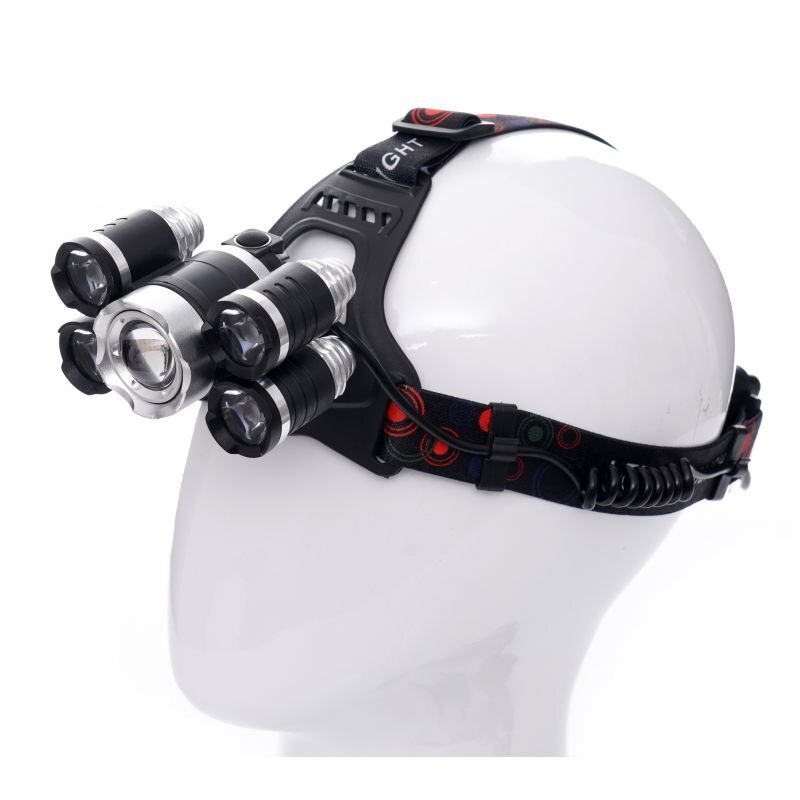 Prožektorius KD1248 T6LED+4xQ5LED ant galvos, įkraunamas Prožektorius KD1248 T6LED+4xQ5LED ant galvos, įkraunamas