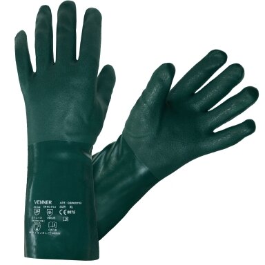 PVC žalios darbo pirštinės 35 cm