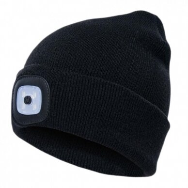 Šilta kepurė PESSO KLED su LED apšvietimu,juoda