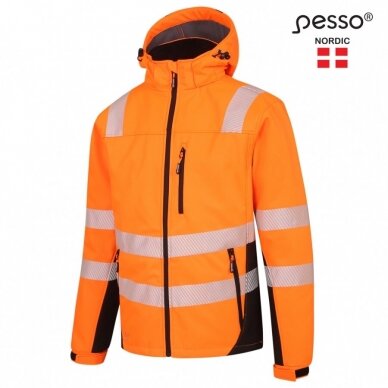 Šilta, ryškaus matomumo softshell Pesso CALGARY striukė, oranžinė 1
