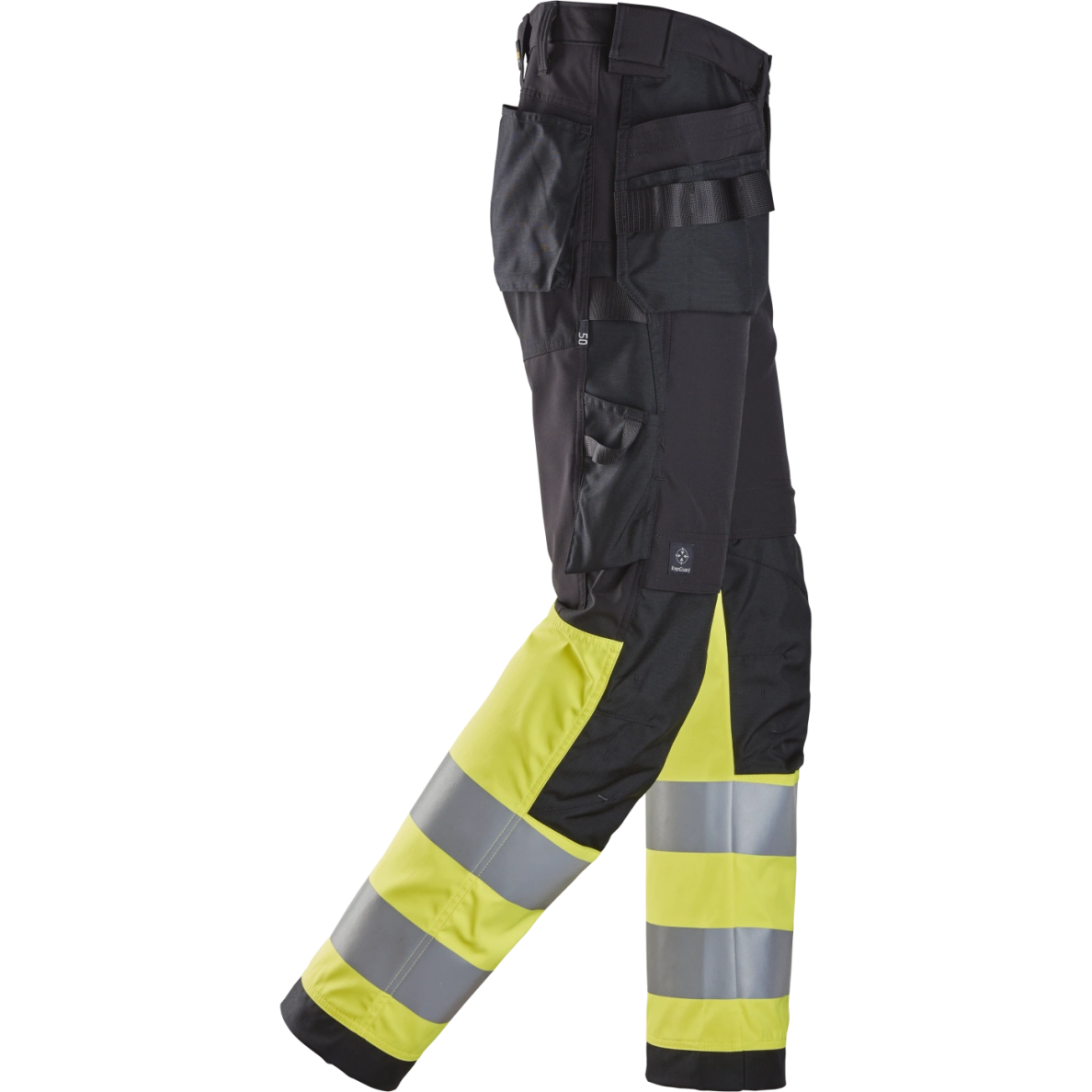 SNICKERS WORKWEAR Hi-Vis darbo kelnės 6239 su kabančiomis kišenėmis, 1 klasė, juodos/geltonos 2 SNICKERS WORKWEAR Hi-Vis darbo kelnės 6239 su kabančiomis kišenėmis, 1 klasė, juodos/geltonos 2