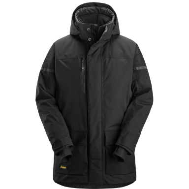 SNICKERS WORKWEAR 1801 vandeniui atspari parka su gobtuvu, juoda
