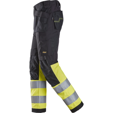 SNICKERS WORKWEAR Hi-Vis darbo kelnės 6239 su kabančiomis kišenėmis, 1 klasė, juodos/geltonos 3 SNICKERS WORKWEAR Hi-Vis darbo kelnės 6239 su kabančiomis kišenėmis, 1 klasė, juodos/geltonos 3