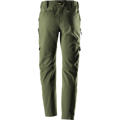 SNICKERS WORKWEAR ServiceLine Stretch 6410 darbo kelnės su šlaunų kišenėmis, žalios 1