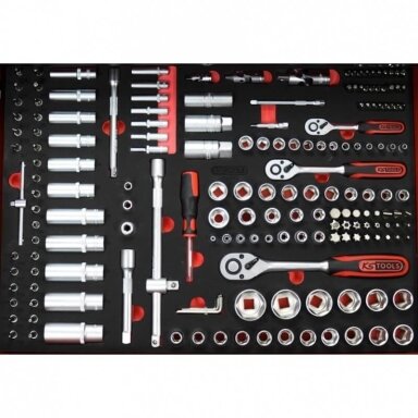 Vežimėlis su 215vnt. įrankių KS TOOLS RACINGline, 7 stalčiai Vežimėlis su 215vnt. įrankių KS TOOLS RACINGline, 7 stalčiai
